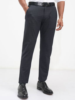 HIGHLANDER - Men Blue 4 Way Lycra Super Stretch Checked Trousers