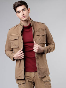 LOCOMOTIVE - Men Brown Solid Tailored Jacket
