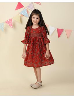 Fabindia - Red Cotton Ajrakh Printed Dress