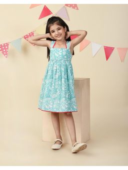 Fabindia - Blue Cotton Hand Block Printed Dress