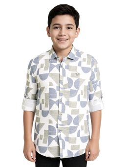 CHARCHIT - Green Boys Cotton Regular Fit Full Sleeve Printed Shirt
