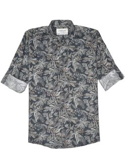 CHARCHIT - Grey Boys Cotton Regular Fit Full Sleeves Printed Shirt