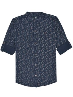 CAVIO - Blue Boys Cotton Regular Fit Floral Printed Full Sleeves Casual Shirt