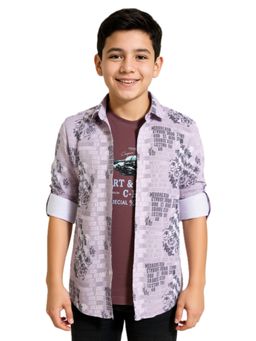CAVIO - Multi-Color Boys Regular Fit Full Sleeves Printed Shirt and T-shirt