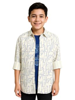 CAVIO - Blue Boys Regular Fit Full Sleeves Printed Shirt and T-shirt