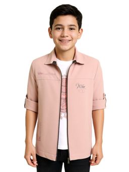 CAVIO - Pink Boys Regular Fit Full Sleeves Printed Jacket and T-shirt