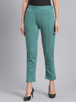 Monte Carlo - Sea Green Solid Regular Fit Trouser