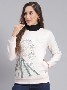 Monte Carlo - Light Pink Printed Round Neck Sweatshirt