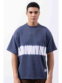 GRITSTONES - Men Navy Blue Tie-Dye Oversized T-Shirt