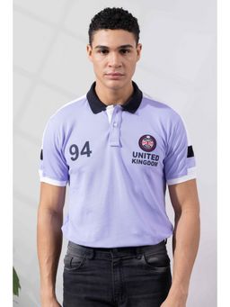 StyleStone - Men Purple Cotton Half Sleeve Printed Polo T-Shirt