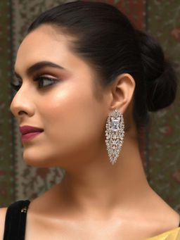 AG'S - Silver Plated White Stone & American Diamond Earring