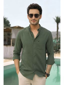 Perch - Men Moss Green Linen Shirt