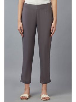 W - Grey Solid Slim Pants