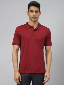 Alcis - Men Maroon Anti Static Slim Fit Metro Athleisure Polo T-Shirt