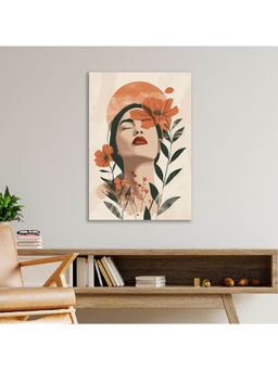 Dekorstation - Woman With Boho Floral Canvas Modern Art Minimalist Canvas Painting