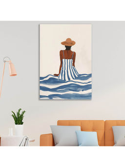 Dekorstation - Painting Ocean Breeze Stylish Woman In Sun Hat On Sea ??Wave Art