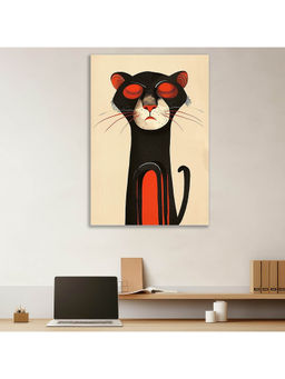 Dekorstation - Meditating Black Cat Canvas Wall Painting Kids Decor Modern Cat Lovers
