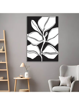 Dekorstation - Botanical Leaf Painting Minimalist Nature Inspired Black And White Art
