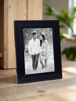 Golden Peacock - Black Mdf Table Top Photo Frame 5x7