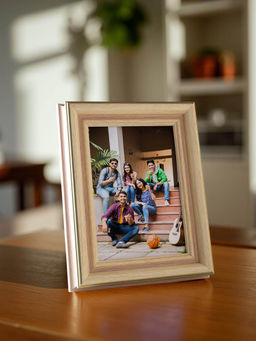 Golden Peacock - Beige 5X7 Inch Rectangular Solid Table Top Photo Frames