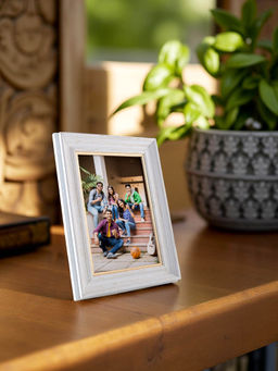 Golden Peacock - Mdf 5X7 White Table Top Photo Frames