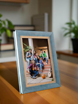 Golden Peacock - Mdf 5X7 Blue Table Top Photo Frames
