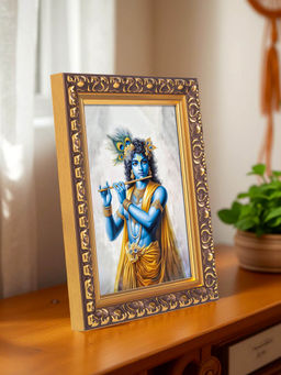 Golden Peacock - Copper 5X7 Inch Rectangular Solid Table Top Photo Frames