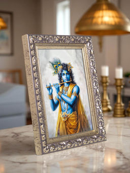 Golden Peacock - Gold & Brown 5X7 Inch Rectangular Solid Table Top Photo Frames