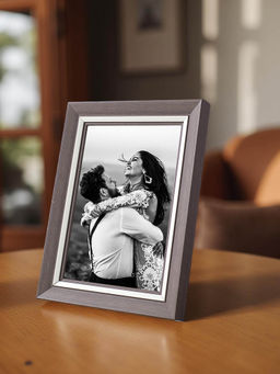 Golden Peacock - White Border Dark Brown Table Top Photo Frames 5x7