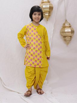 BownBee - Boys Yellow Full Sleeves Kurta with Dhoti Pant