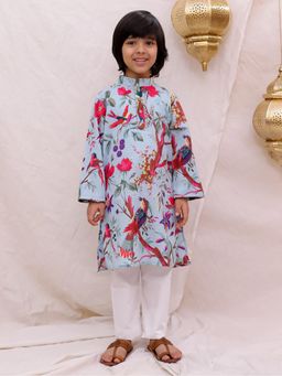 BownBee - Boys Blue Full Sleeves Kurta with Pajama