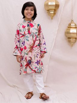 BownBee - Boys Pink Full Sleeves Kurta with Pajama