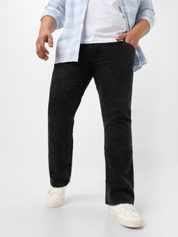 Urbano Plus - Men Black Regular Fit Washed Denim Bootcut Jeans Stretchable