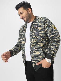 Urbano Plus - Mens Grey Cotton Camouflage Printed Hooded Neck Sweatshirt