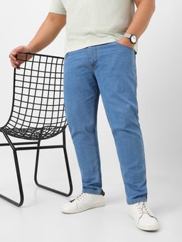 Urbano Plus - Men's Light Blue Regular Fit Solid Jeans Stretchable