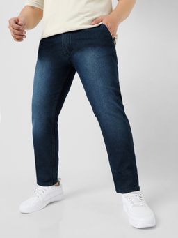 Urbano Plus - Men's Carbon Blue Regular Fit Washed Jeans Stretchable
