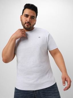 Urbano Plus - Men's White Melange Solid Regular Fit Round Neck Cotton T-Shirt