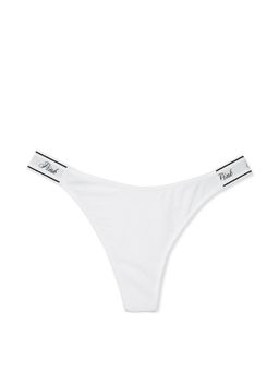 Victoria's Secret - PINK Logo Cotton Shine High-Leg Thong Panty - White