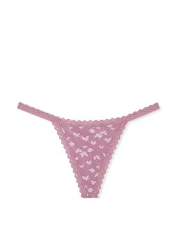 Victoria's Secret - The Lacie Lace-Trim Cotton V-String Panty - Lavender