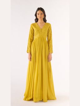 Basanti Kapde aur Koffee - Lime Georgette Embroidered Anarkali