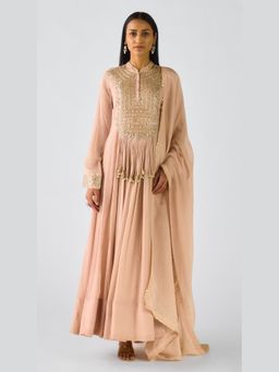 Basanti Kapde aur Koffee - Blush Pink Chiffon Embroidered Anarkali and Dupatta