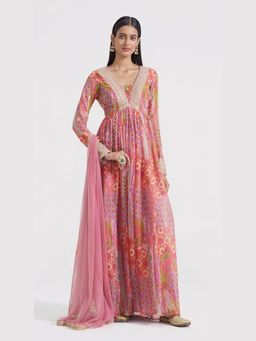 Basanti Kapde aur Koffee - Multicoloured Anarkali with Dupatta
