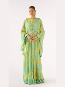 Basanti Kapde aur Koffee - Green Georgette Embroidered Gown