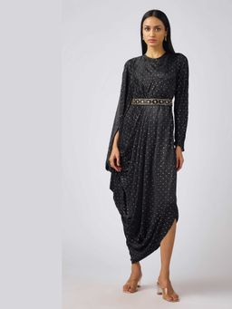 Basanti Kapde aur Koffee - Black Crushed Organza Embellished Dress