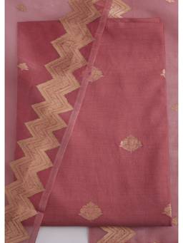 KALKI FASHION - Peach Printed Banarasi Silk Unstitched Suit and Bottom with Dupatta