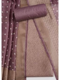 KALKI FASHION - Pink Printed Banarasi Silk Unstitched Suit and Bottom with Dupatta