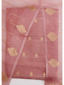 KALKI FASHION - Rust Printed Banarasi Silk Unstitched Suit and Bottom with Dupatta