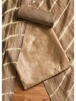 KALKI FASHION - Brown Printed Chanderi Unstitched Kurta and Bottom with Dupatta