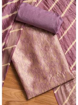 KALKI FASHION - Purple Woven Brocade Unstitched Kurta and Bottom with Dupatta