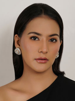 Ruby Raang Studio - Dual Tone Polki Studs with Diamond Details